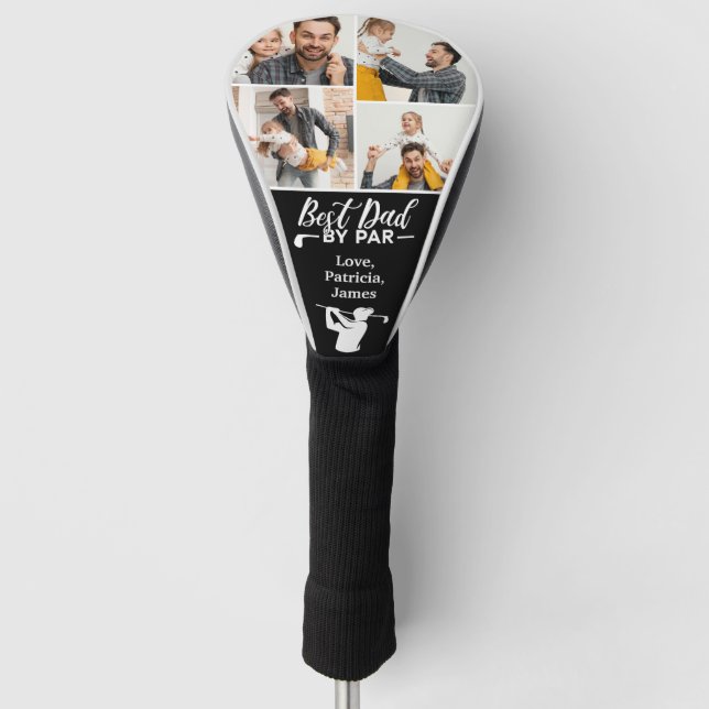 Best Dad by Par Custom 4 Photo Father's day  Golf Head Cover (Front)