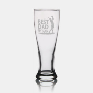 Best Dad By Par Custom Golf Gift Etched Pilsner Glass