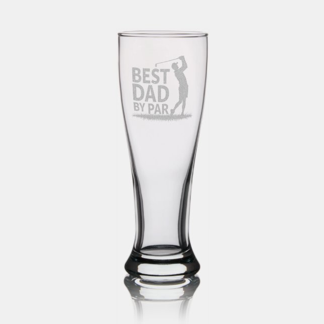 Best Dad By Par Custom Golf Gift Etched Pilsner Glass (Glassware)