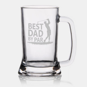 Best Dad By Par Custom Golf Gift Etched Stein