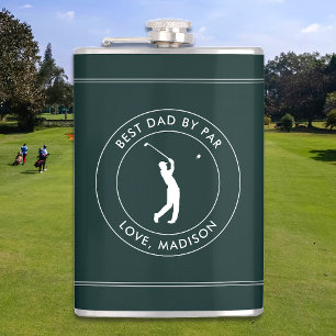 Best Dad By Par Custom Golfer Name Personalized Flask