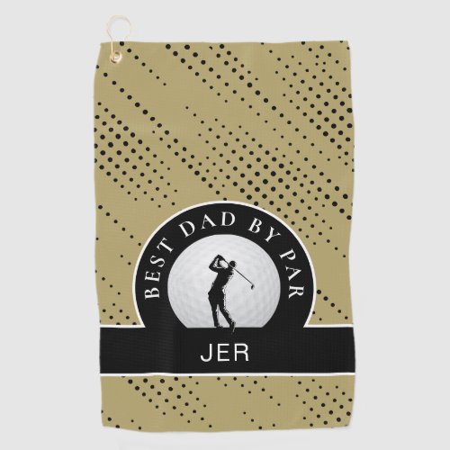 Best Dad By Par Custom Male Golfer Gold  Black   Golf Towel