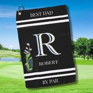 Best Dad by Par Custom Monogram Name Clubs Golf Towel