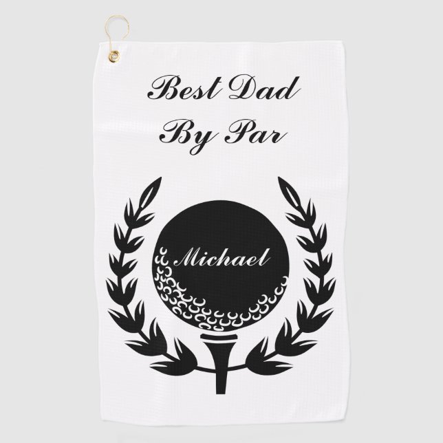 Best Dad By Par Custom Name Classic Golf Towel (Front)