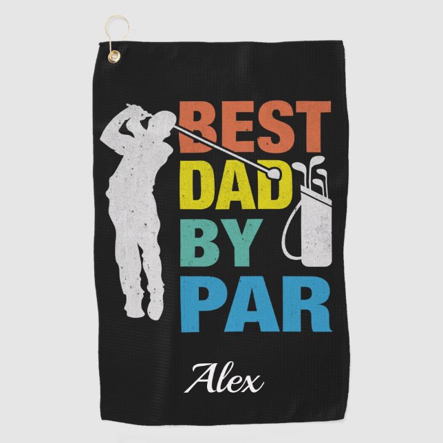 Best Dad By Par Custom Name Father's Day Golf Towel (Front)