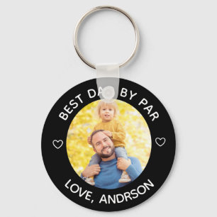 Best Dad By Par Custom Name Photo Father's Day Keychain