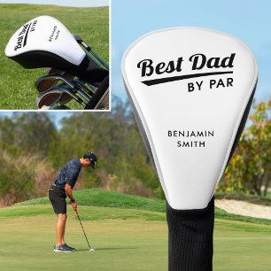 Best Dad By Par Custom Name Retro White Golf Head Cover