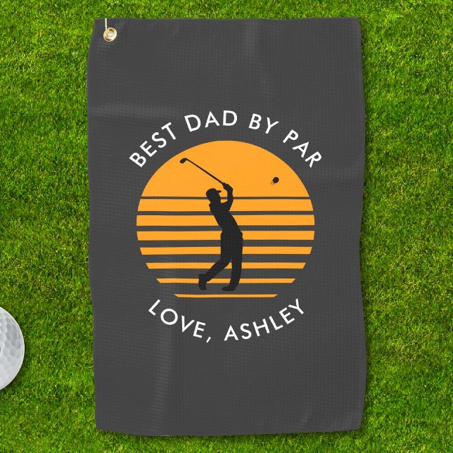 Best Dad By Par Custom Name Text Personalized Golf Towel (Creator Uploaded)
