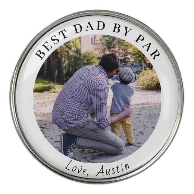 Best Dad By Par Custom Photo Golf Ball Marker (Front)