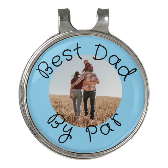 Best Dad By Par Custom Photo Golf Dad Marker Hat Clip (Front)