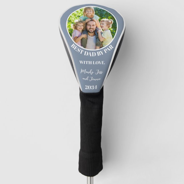 Best Dad By Par Custom Photo Golf Head Cover (Front)