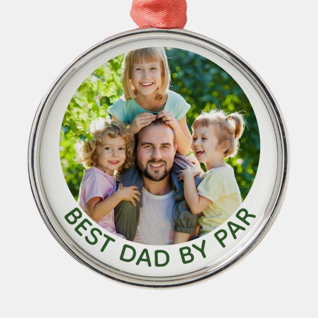 Best Dad By Par Custom Photo Golf Theme Ornament (Front)