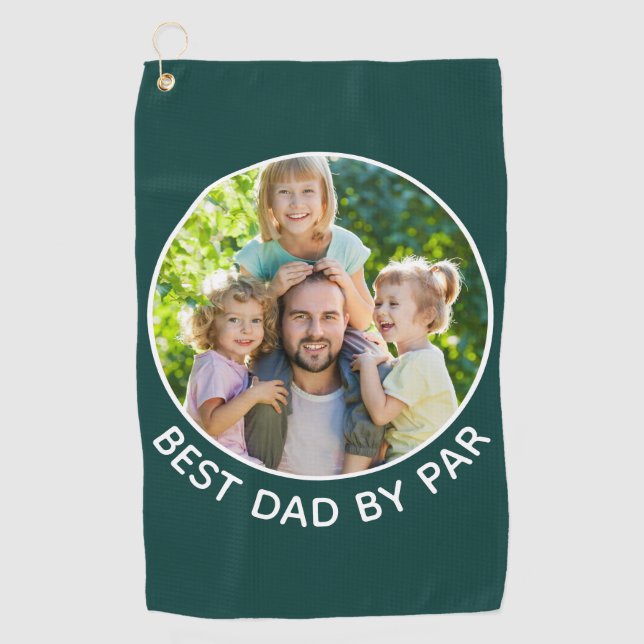Best Dad By Par Custom Photo Golf Towel (Front)