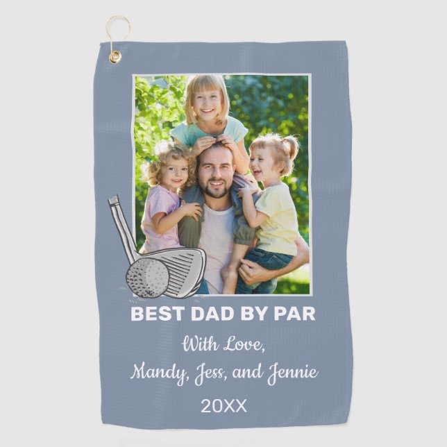 Best Dad By Par Custom Photo  Golf Towel (Front)