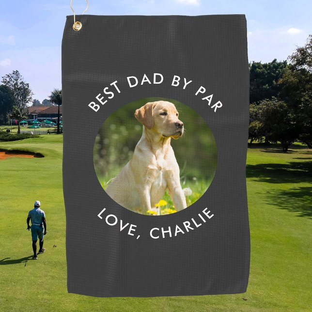 Best Dad By Par Custom Photo Name Personalized Golf Towel (Creator Uploaded)