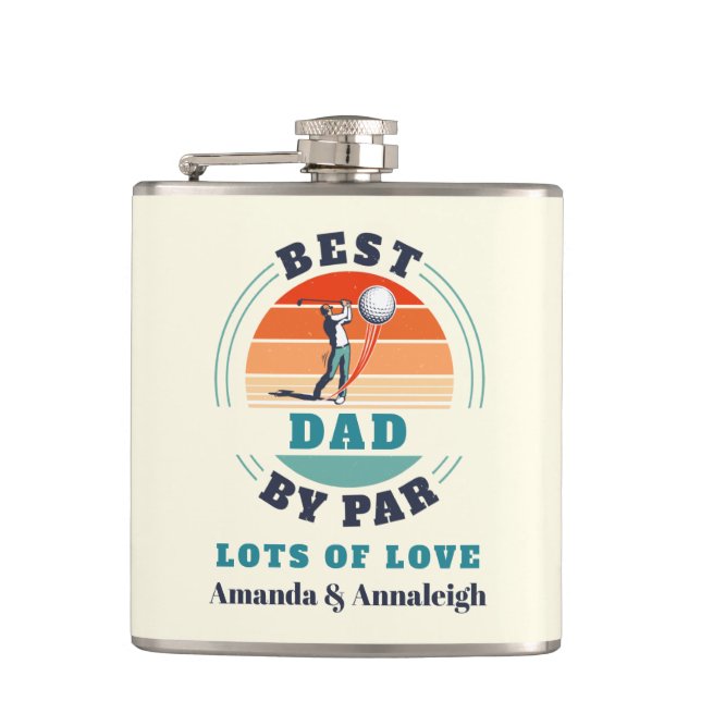 Best Dad By Par Custom Retro From Daughters Golf Flask (Front)