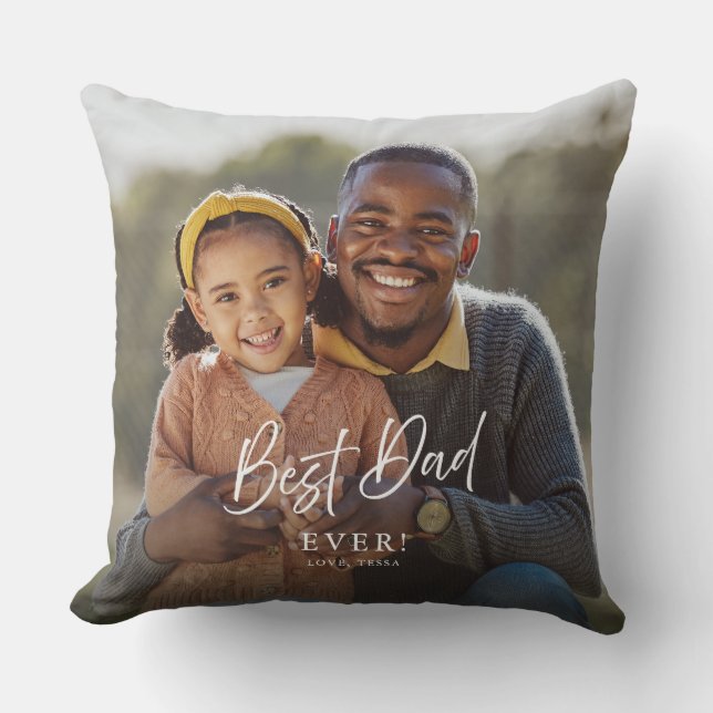 Best Dad By Par Custom Two Photo Keepsake  Throw Pillow (Front)