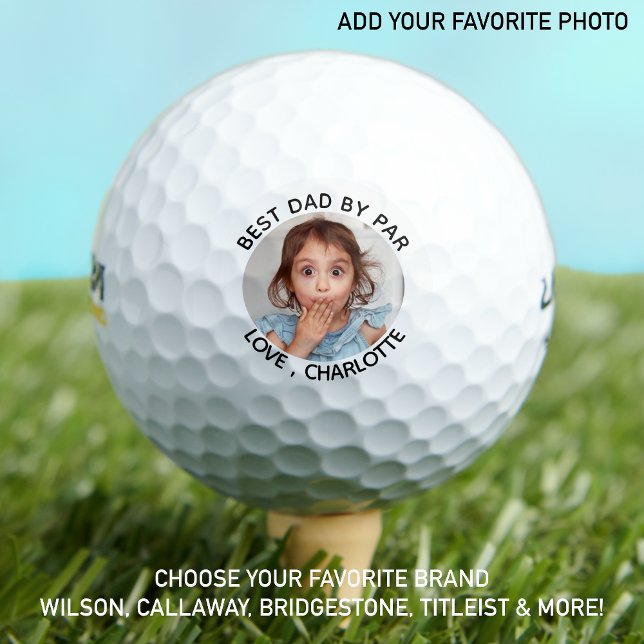 Best Dad By Par - Cute Personalized Photo Custom Golf Balls (Creator Uploaded)