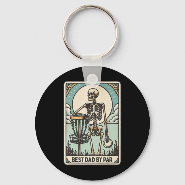 Best Dad By Par - Disc Golf Dad Skeleton  Keychain (Front)