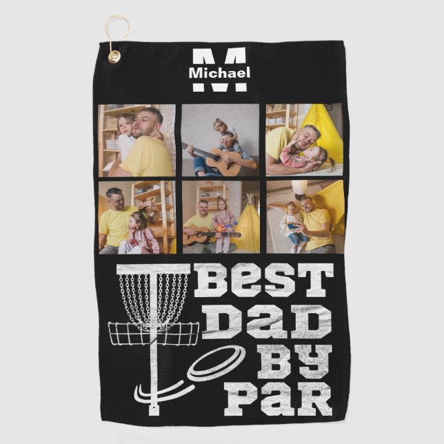 best dad by par disc golf frisbee Custom 6 Photo Golf Towel (Front)