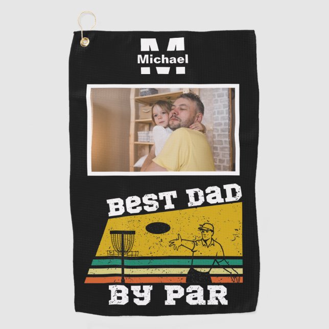 best dad by par disc golf frisbee Custom Photo Golf Towel (Front)