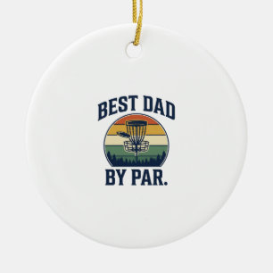 Best Dad By Par Disc Golf Vintage Sunset Design_1 Ceramic Ornament