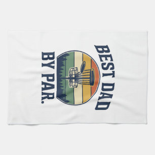 Best Dad By Par Disc Golf Vintage Sunset Design_1 Kitchen Towel