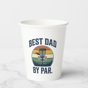 Best Dad By Par Disc Golf Vintage Sunset Design_1 Paper Cups
