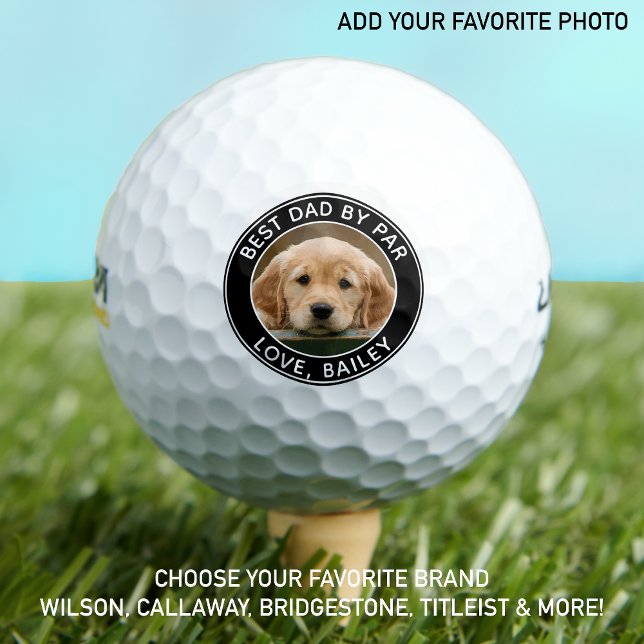 Best Dad By Par Dog Dad Personalized Photo Custom Golf Balls (Creator Uploaded)