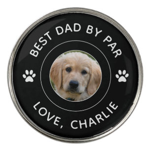 Best Dad By Par Dog Paw Print Photo Text Golf Pun Golf Ball Marker