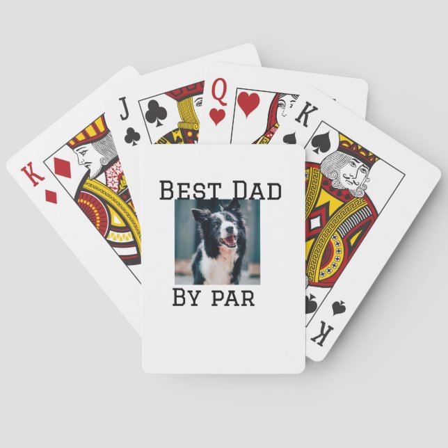 Best dad by par dog pet photo modern simple.  poker cards (Back)