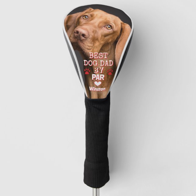 Best Dad By Par Dog Photo Golf Head Cover (Front)