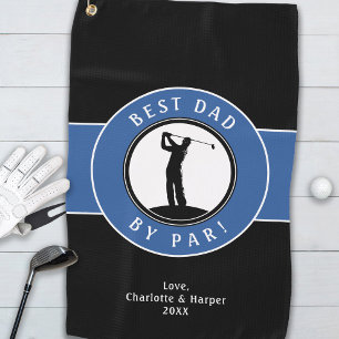 Best Dad By Par Elegant Sports Golfer Black Blue Golf Towel