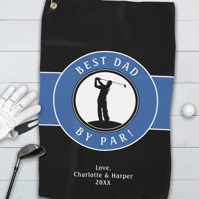 Best Dad By Par Elegant Sports Golfer Black Blue Golf Towel (Best Dad By Par Elegant Sports Golfer Black Blue Golf Towel)