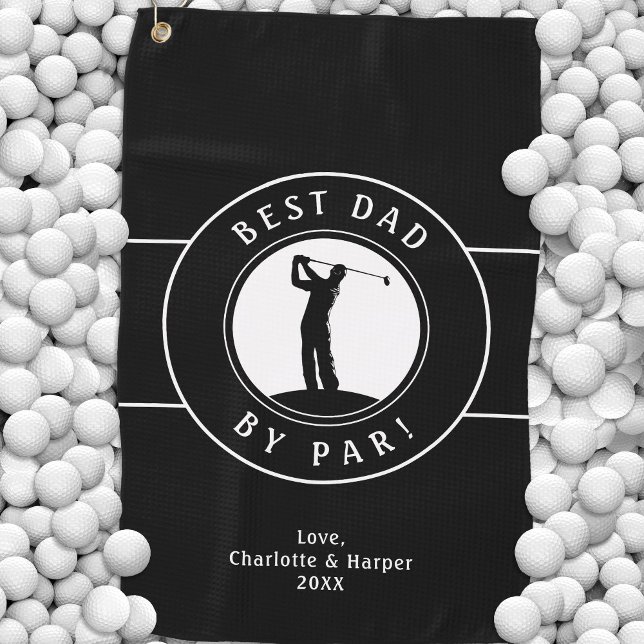 Best Dad By Par Elegant Sports Golfer Black White Golf Towel (Best Dad By Par Elegant Sports Golfer Black White Golf Towel)