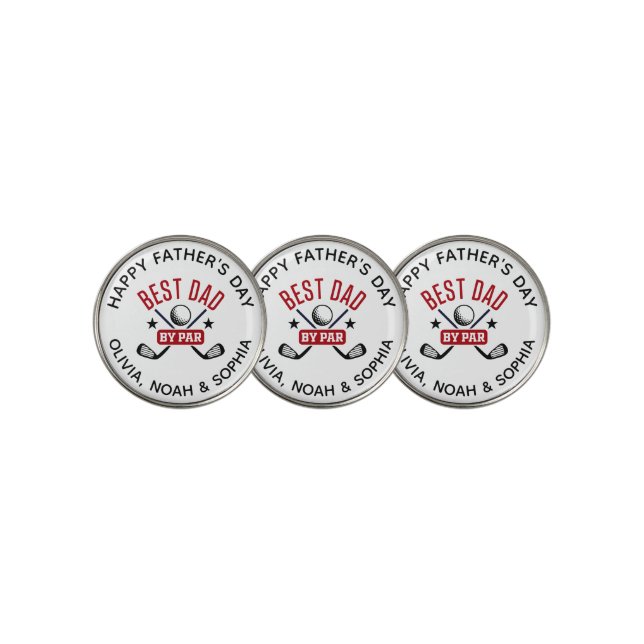 Best Dad By Par Father's Day Golf Ball Marker (3 Up)
