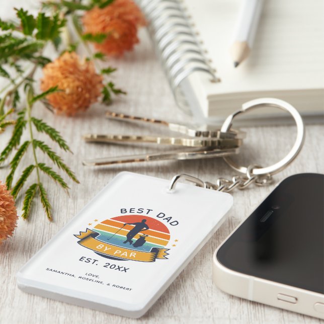 Best Dad By Par Fathers Day Golf Lover Keychain (Front Right)