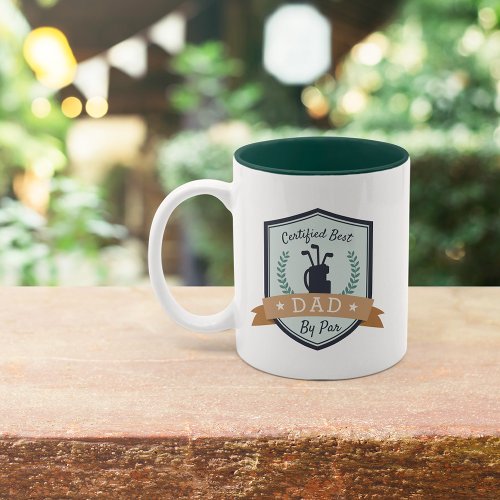 Best Dad By Par  Fathers Day Golf Lover Two_Tone Coffee Mug
