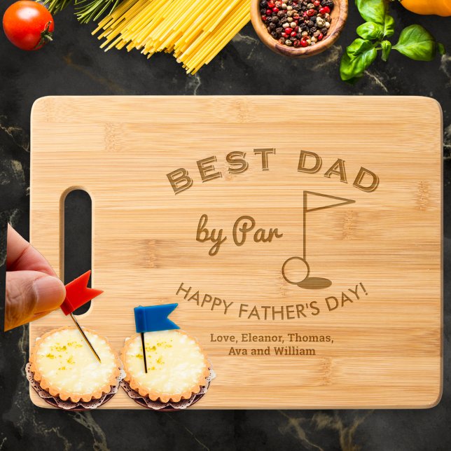 Best Dad by Par Father's Day Golf Themed Custom Engraved Cutting Board (A cutting board for the 'Best Dad by Par' on Father's Day, to personalize with your own message)