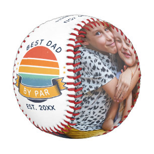Best Dad By Par Fathers Day Kids Photo Custom Baseball