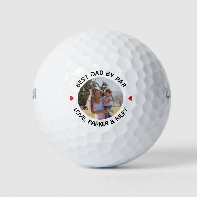 Best Dad By Par Fathers Day Personalized Photo Golf Balls (Front)