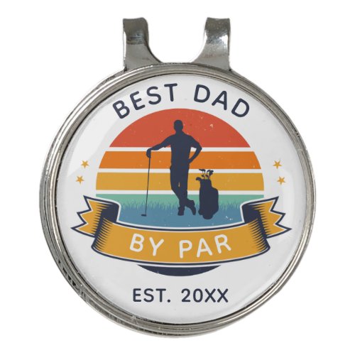 Best Dad By Par Fathers Day Sports Lover Golf Hat Clip