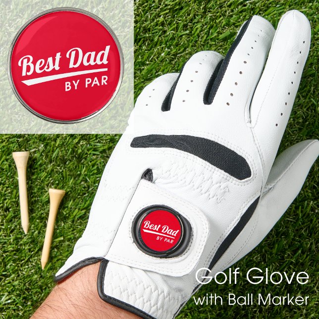 Best Dad By Par Father's Fun Red Ball Marker Golf Glove (Creator Uploaded)