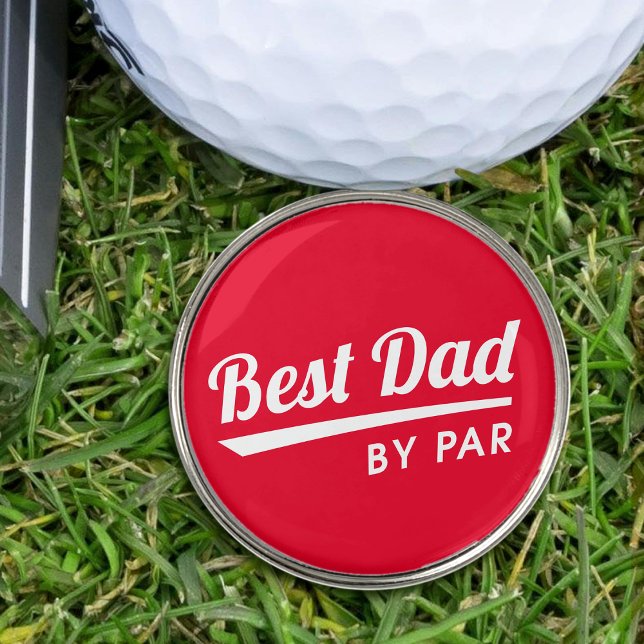 Best Dad By Par Father's Fun Red Golf Ball Marker (Creator Uploaded)