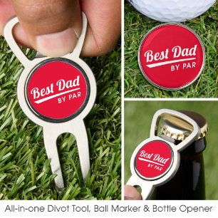 Best Dad By Par Father's Fun Red Golf Divot Tool
