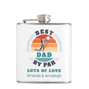 Best Dad By Par From Daughters Custom Retro Golf Flask