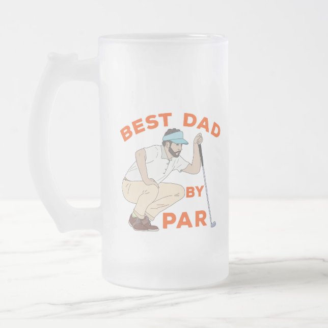Best Dad By Par Frosted Glass Beer Mug (Left)