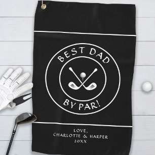 Best Dad By Par Funny Black & White Custom  Golf Towel