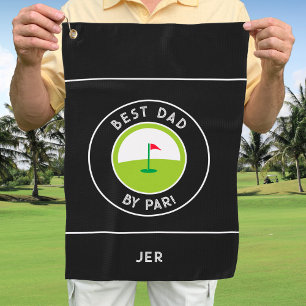Best Dad By Par Funny Custom Black & White Golf Towel