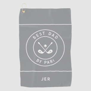 Best Dad By Par Funny Golfer Humor Classic Gray Golf Towel